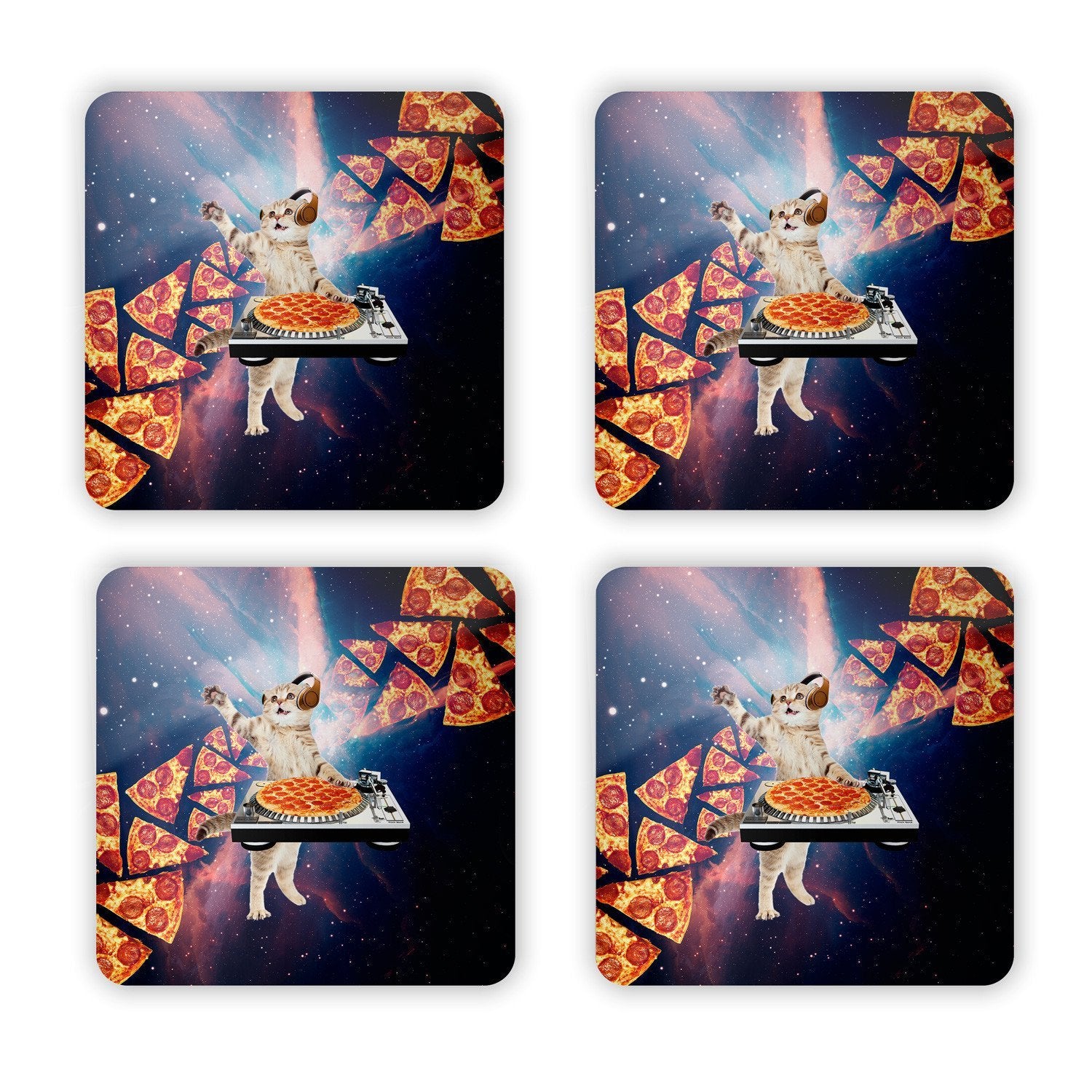 DJ Pizza Cat Coaster Set