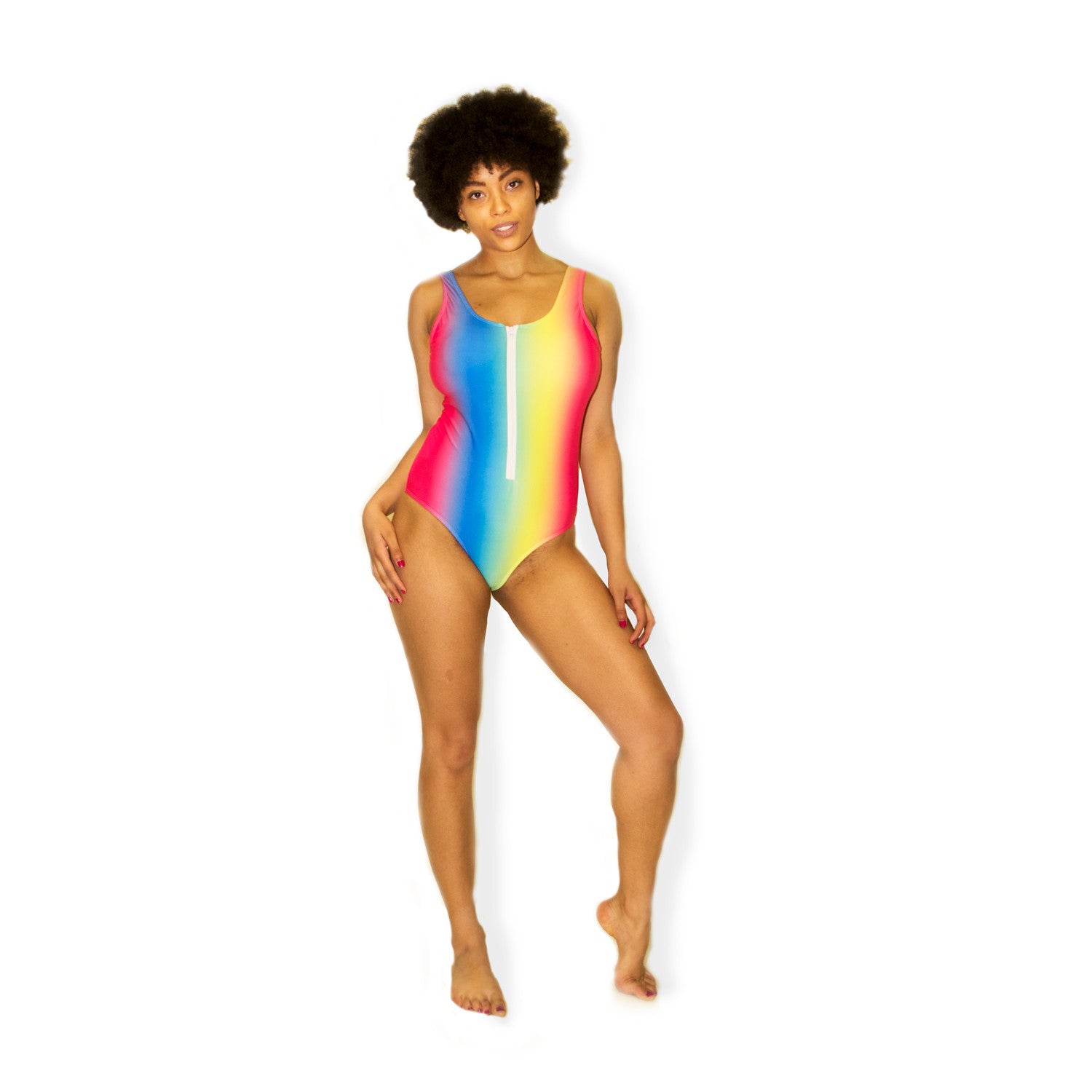 Rainbow Gradient One-Piece Swimsuit