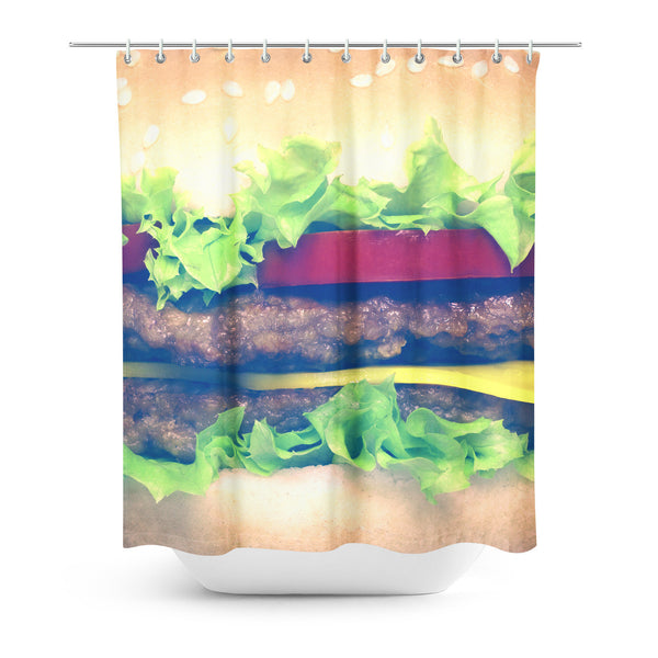 Burger Shower Curtain-Gooten-| All-Over-Print Everywhere - Designed to Make You Smile